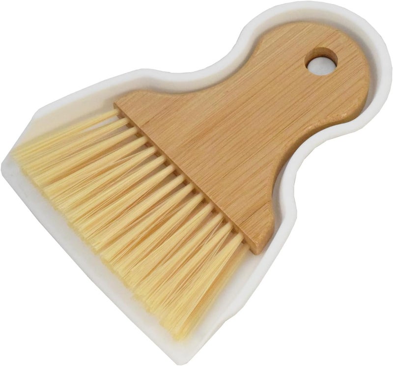BSMstone Mini Broom and Dustpan Set Portable Hand Broom with Bamboo Handle Small Crumb Sweeper for Home, Bathroom, Kitchen, Car Interior, Office, Pet Areas (White) - Image 1